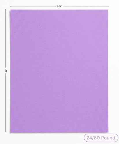 Colored Copy Printing And Writing Paper, 20 pound (75 GSM) 8.5" X 11", Letter Size, 500 Sheets Per Ream. (Lavender/orchid)