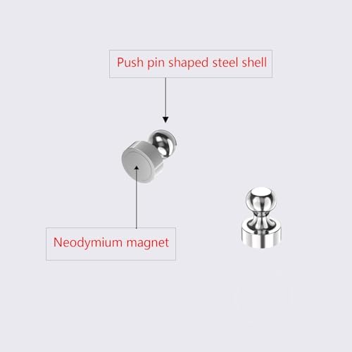 Updated Strong Magnetic Metal Push Pins, Fridge Magnets Push Pins for Kitchen, Whiteboard, Office, Classroom and Map - Powerful Refrigerator Magnets,Super Strong Fridge Magnet - 24Pack