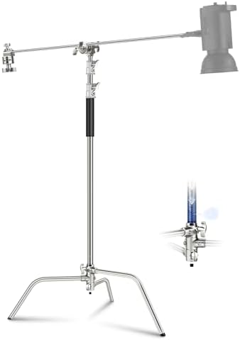 NEEWER C Stand with Boom Arm Pro 100% Stainless Steel, Max 10.8ft/330cm