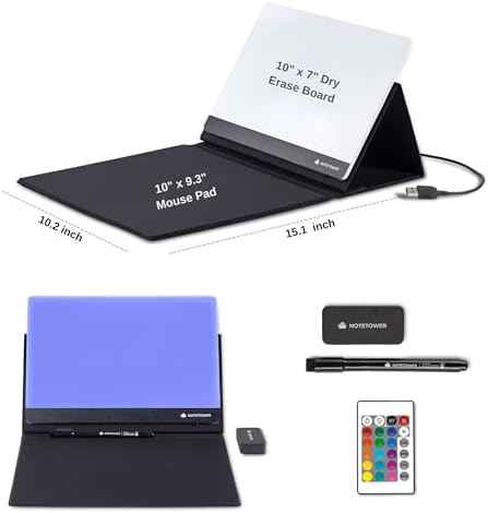 Note Tower LED Mousepad Whiteboard | Dry Erase Acrylic Board for Desk | Light Up Color White Board | Write Notes & to-Do Lists, Gaming Performance Mouse Pad, for Office, Home, School (Electric)