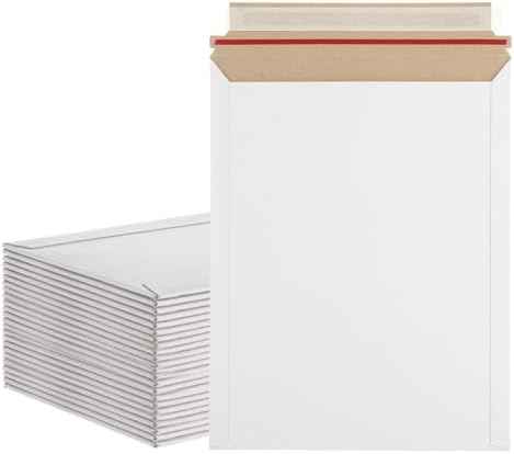 100 Pack 9.5x12 Inch Rigid Mailers, Self Seal Photo Document Mailer Cardboard Mailing Envelopes Stay Flat Mailers for CD, Photos, Document, Pictures, Papers, Files, White