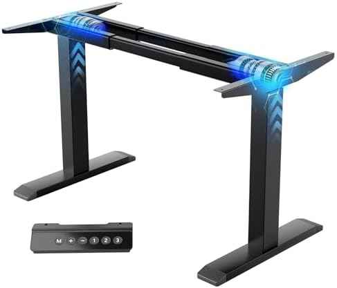 Dual Motor Electric Standing Desk Frame - 300 lbs Heavy Duty, 3 Memory Height Presets - Sit Stand Desk Frame, Computer Height Adjustable Desk Legs & Base for 43.3"-63" Desktop, Black Frame Only