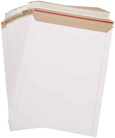100 Pack 9.5x12 Inch Rigid Mailers, Self Seal Photo Document Mailer Cardboard Mailing Envelopes Stay Flat Mailers for CD, Photos, Document, Pictures, Papers, Files, White