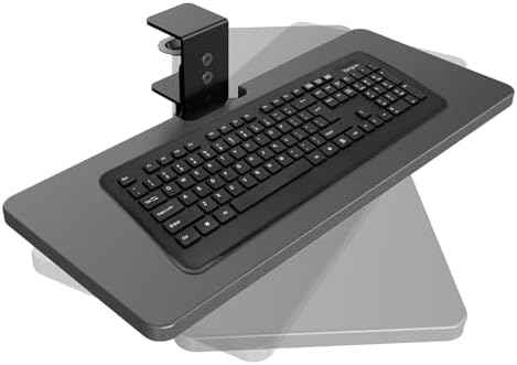 Large Under Desk Rotatable Computer Keyboard and Mouse Tray, 23 x 10 inch Extra Sturdy Desk Swivel Clamp, Ergonomic Keyboard & Mouse Tray for Typing in Home, Office Work, Black