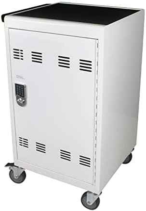 Leavader Upgrade 30 Device Charging Cart - Mobile Charging and Storage Cabinet with Combination Lock & Wheels for iPad, Chromebook and Laptop Computer for Classroom or Office | |Up to 17" Screen