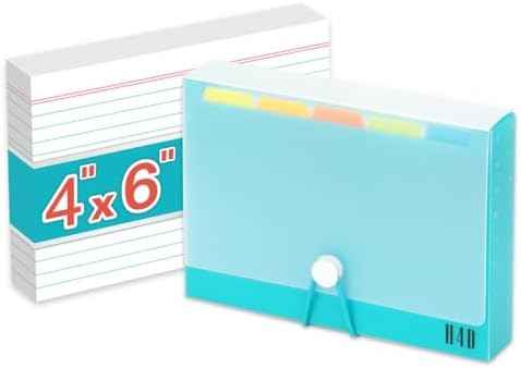 H4D 4x6 Index Card Case with 100 Heavyweight Ruled Index Cards and