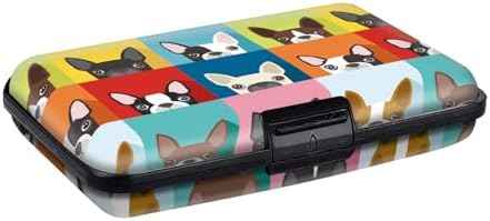 Mini RFID Aluminum Credit Card Holder for Women Men, Slim Business Hard Card Case, Cute Card Wallet ID Case Cute Colorful Dog