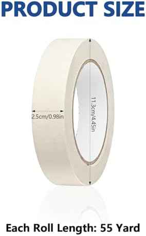12 Rolls Masking Tape Bulk 1 Inch White Beige Masking Tapes for General Purpose, Craft, Art, Home, Office, School, 1 Inch x 55 Yards