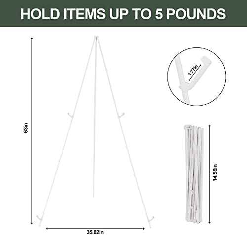 DANMO Easel Stand for Wedding Sign Poster 63'' Instant Display Floor Adjustable Metal Art Easel White