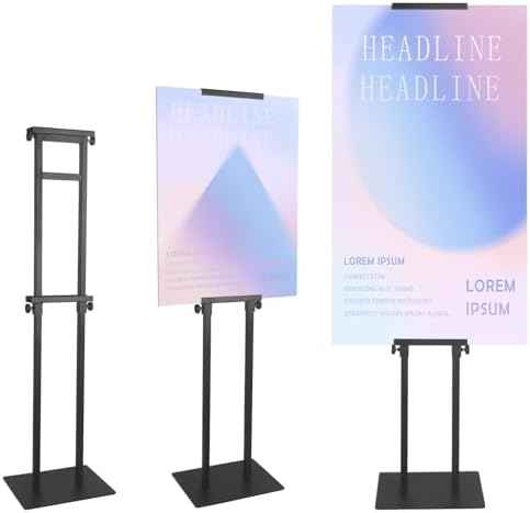 QKA Poster Stand for Display, Double Sided Pedestal Sign Holder , Heavy Duty Adjustable Floor Standing Height to 75 inches, Easy to Install, Suitable for Exhibitions,restaurants,theaters