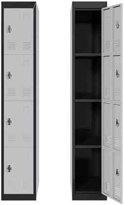 GarveeTech 72’’ Metal Storage Cabinet with 4 Door, Lockers for Employees Students with Shelves, Metal Storage Steel Locker for School Office Gym Home Warehouse, Assembly Required, Grey+Black