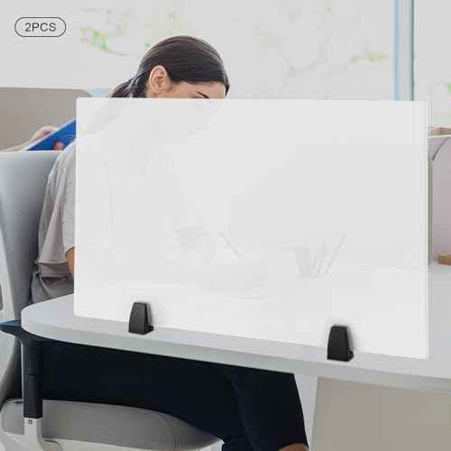 2 Pack Desk Privacy Panels 30 x 18 in Acrylic Cubicle Desk Dividers, Modern Dual Frosted Plexiglass for Classrooms Office Partitions