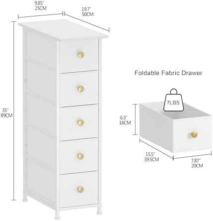 GiftGo Narrow Dresser Cabinet Vertical Slim Dresser Chest of Drawers