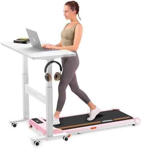 HitGo Mobile Standing Desk with Wheels,Pneumatic Height Adjustable Desk