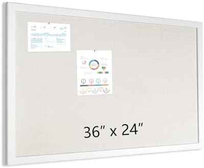 Bulletin Board 36 x 24 Inch Wood Framed White Corkboard for Office
