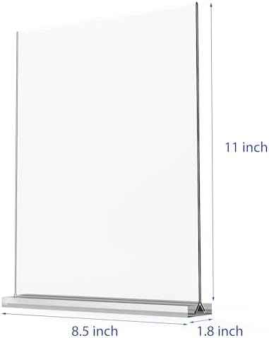 newnewshow Acrylic Sign Holder 8.5x11 Inch 6 Pack Vertical T Shape Double-Sided Desktop Display Holder