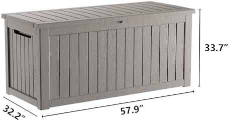 270 Gallon Deck Boxes Outdoor Waterproof, Outdoor Storage Box with Lockable Lid & UV-Resistant for Patio Furniture, Outdoor Cushions, Garden Tools and Pool Supplies, Light Brown