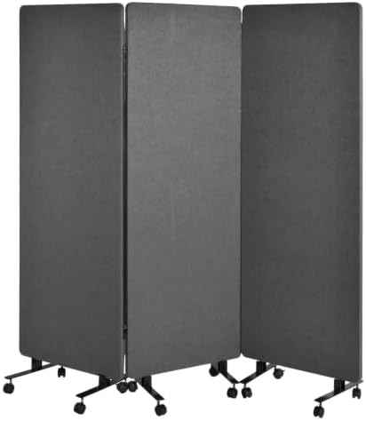 72in 3-Panel Soundproof Room Divider with Wheels, Heavy-Duty Acoustic
