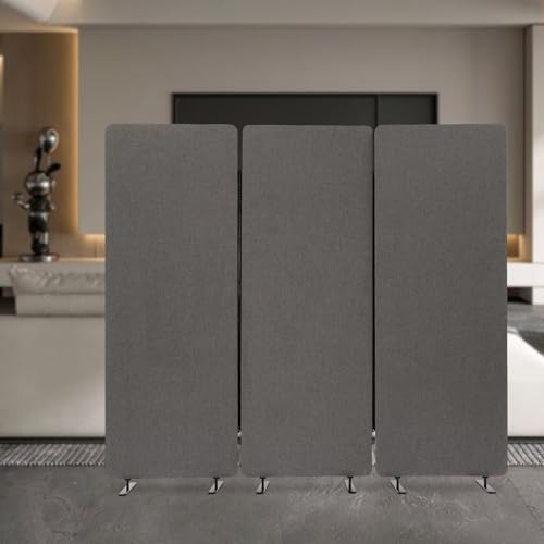 Portable Room Screen Wall, 3 Panel Room Divider, 66-inch H Office Wall Divider Sound Proof Dividers Partition Wall, Freestanding Room Partition Wall Dividers, Dark Gray