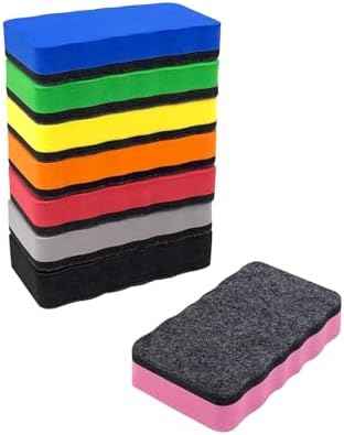 Magnetic Dry Erase Erasers, 8 Pack Whiteboard Erasers, Dry Erase Board Eraser, White Board Eraser Cleaner, 8 Colors, Office Classroom Home Supplies