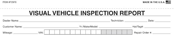 Visual Vehicle Inspection Report – 2-Part Carbonless Vehicle Checklist - Image 4