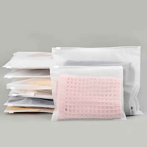 Frosted Zipper Bags for Clothes, 9.8x7.8 inch Resealable Plastic Mailers, 50Pcs Bikini Bags with Slider Closure for Swimsuit, Bathing Suit, T Shirt Packaging, 3 Mil Thick with Vent Holes