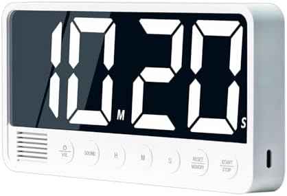 Digital Kitchen Timer with 7.1” Extra Large Display, Rechargeable Magnetic LED Countdown/Up Memory Timer with 6 Alarms & 4 Volume Levels for Cooking, Classroom, Office, Home Gym (White)