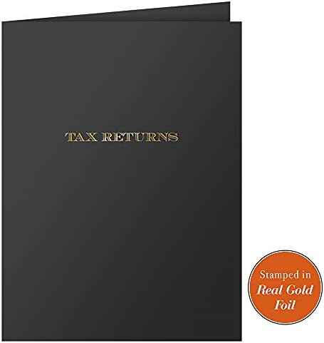 The Gallery Collection, 25 Count, Black, Tax Return Pocket Folders, Gold Foil Stamped, for Tax Professionals (9 x 12)