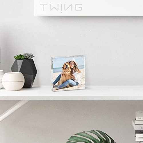 TWING 4x6 Acrylic Frame 3 Pack,20MM Thicker Frameless Clear Picture Frames