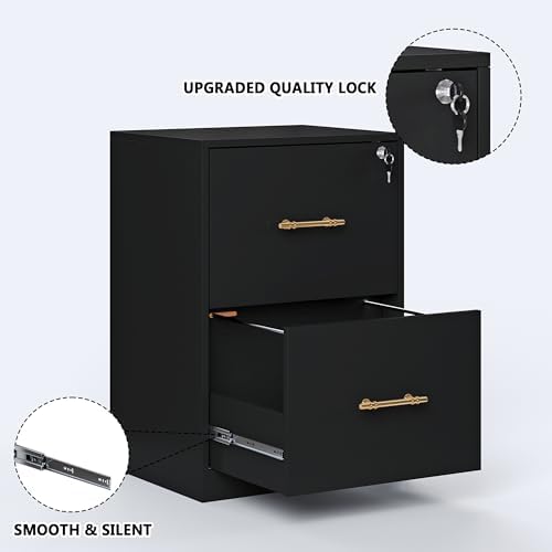 2 Drawer Vertical File Cabinet with Lock, Suitable for