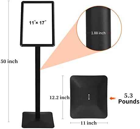 Sign Stand 11 x 17 Inch Heavy Duty Sign Holder with Base Pedestal Poster Stand Adjustable Floor Standing,Vertical and Horizontal Display for Indoor Outdoor, Black