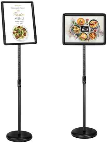 Heavy Duty Floor Sign Stand Adjustable Pedestal Sign Holder Stand, Poster Stand Aluminum Snap Open Frame for 8.5X11 Inches with Heavy Round Base, Both Vertical and Horizontal Sign Displayed