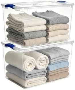 Clear Storage Bins with Lids, 66 Quart Plastic Containers