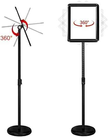 Heavy Duty Floor Sign Stand Adjustable Pedestal Sign Holder Stand, Poster Stand Aluminum Snap Open Frame for 8.5X11 Inches with Heavy Round Base, Both Vertical and Horizontal Sign Displayed
