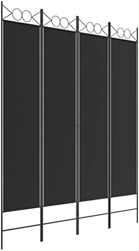 4-Panel Folding Room Divider Privacy Screens, Partition Room Divider Screen Portable Fabric Panel, Indoor Folding Portable Partition Screen, Black 63"x78.7" Fabric,-1478