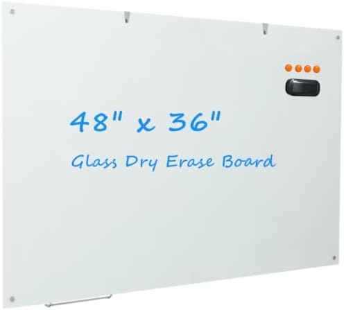 Glass Whiteboard Magnetic Dry Erase White Board 4' x 3' for Walls