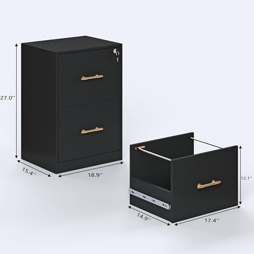 2 Drawer Vertical File Cabinet with Lock, Suitable for