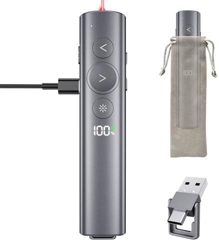 Presentation Clicker with Red Laser, Power Digital Display Presenter
