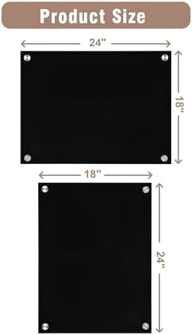 Mifuro Magnetic Glass Whiteboard，24"x18" Wall Mounted Frameless Dry Erase Board for Office, Home & School Black