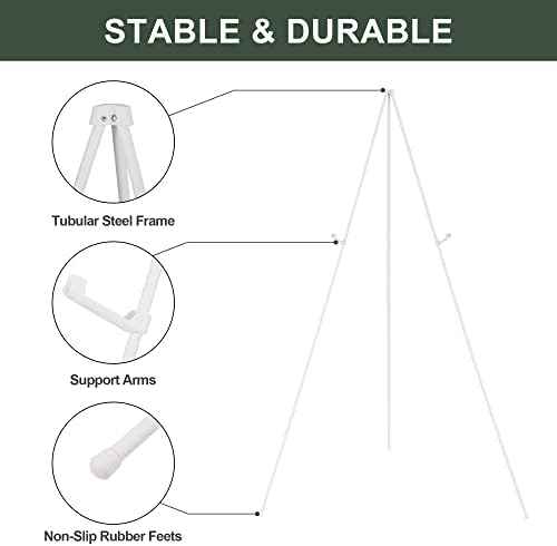 DANMO Easel Stand for Wedding Sign Poster 63'' Instant Display Floor Adjustable Metal Art Easel White