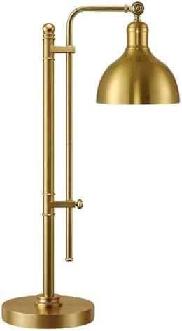 PARTPHONER Industrial Adjustable Desk Lamp for Home Office, Farmhouse Table lamp 29''-38'', Rustic Metal Task Desk Lamp in Brushed Gold Finish, Vintage Reading Lamp for Study Room，Gold