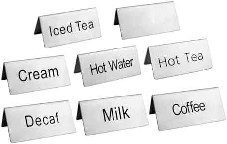 New Star Foodservice Stainless Steel Table Tent Sign Combo, Silver, 3x1.5-Inch (Set of 8)