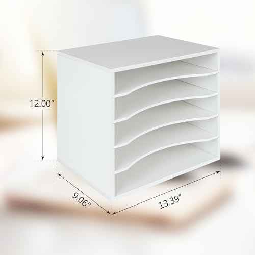 EMERIT Paper Organzier Wood Desktop Organizer Storage Letter Tray File Sorter with Adjustable Shelves for Home Office