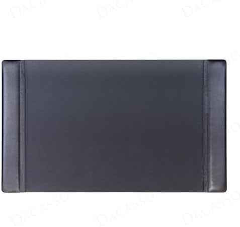 Classic Leather Desk Pad with Side Rails - Luxury Leather Desk Blotter for Writing - Padded Executive Desk Surface Protector - (Black, 34” x 20”) - Dacasso