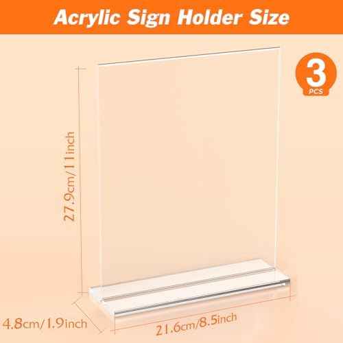 3 Pack Acrylic Sign Holder 8.5 x 11 Inches, Vertical Flyer Display Stand