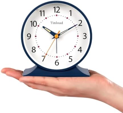 Tinload 4.5" Antique Retro Analog Alarm Clock, Small Silent Bedside