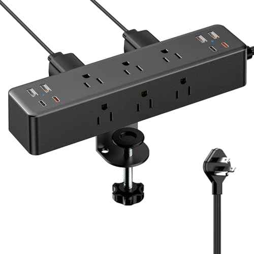 Desk Clamp Power Strip 10FT, 40W Total Fast Charging Station