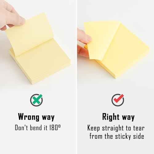 HappyHapi Sticky Notes 3x3 Inches Bulk 36 Pack 3600 Sheets Colored Self-Stick Pads, 100 Sheets/Pad, 4 Bright Colors (Yellow, Green, Pink, Blue) for Office Supplies, School, Home