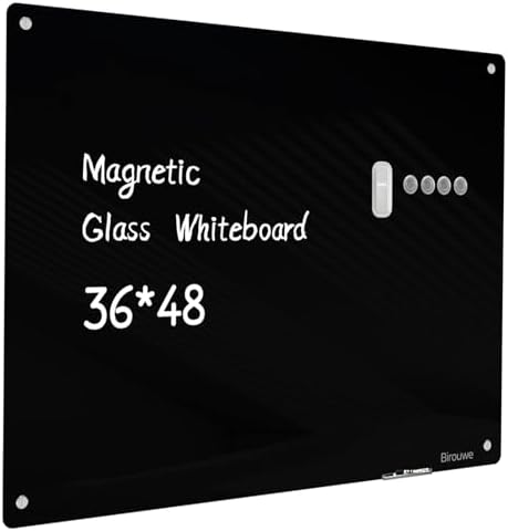 Magnetic Glass Blackboard - Frameless Dry Erase Board 48"x36" for