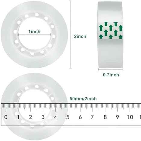 JACMD 12 Rolls Clear Transparent Tape Refills, 3/4 x 1000 inches, All-Purpose Glossy Tape for Office, Home, School, Packaging, and Gift Wrapping